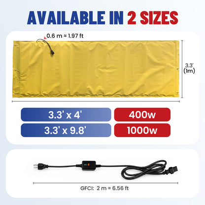 MAXKOSKO 120V High Watt Density Ground Thawing Blanket for Frozen Soil & Concrete Curing