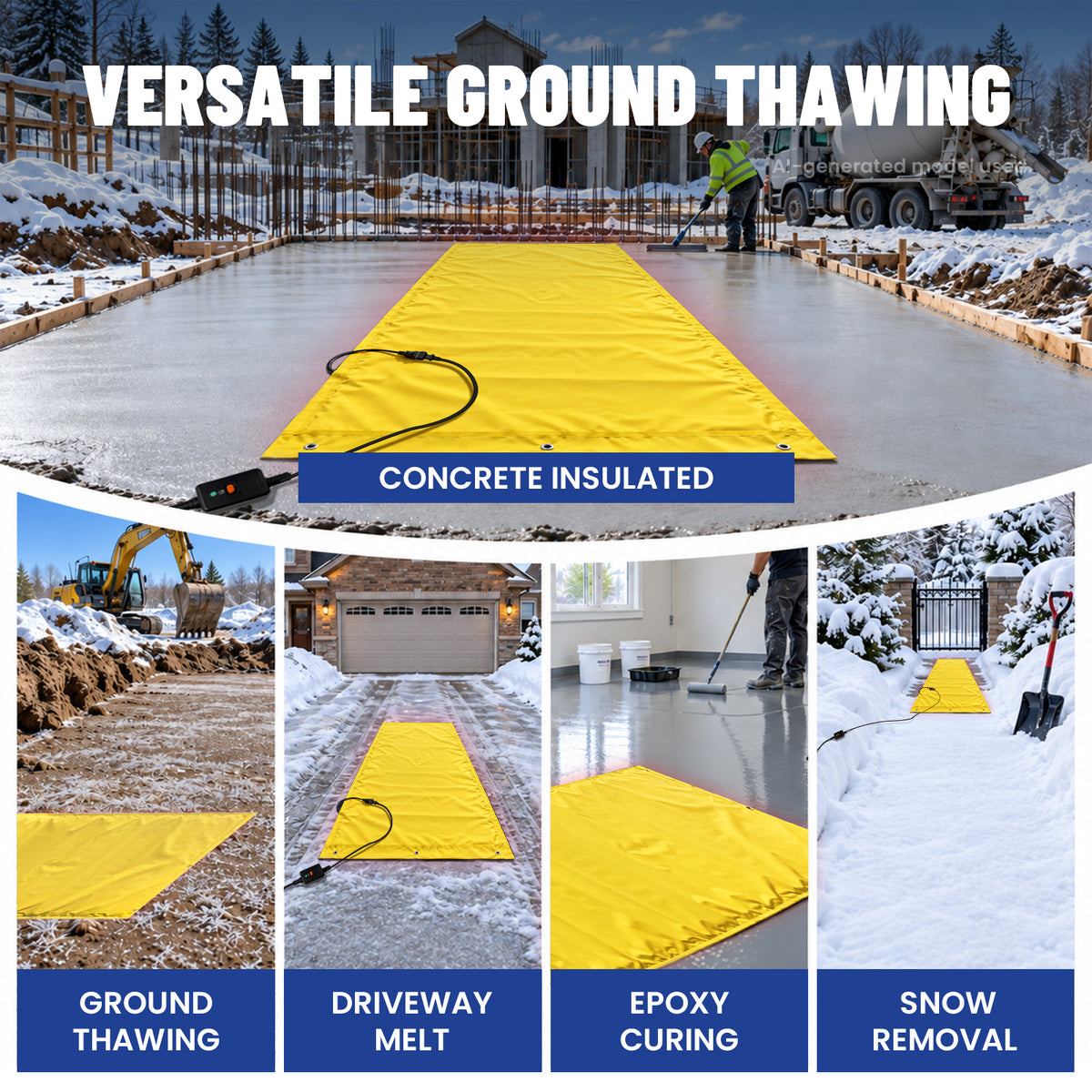 MAXKOSKO 120V High Watt Density Ground Thawing Blanket for Frozen Soil & Concrete Curing