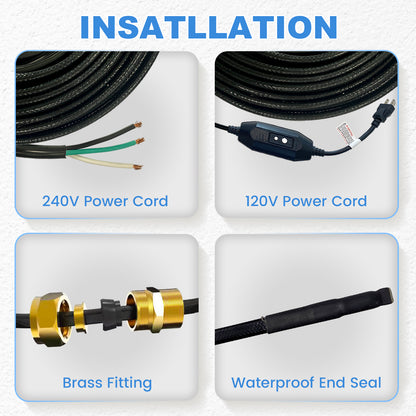 MAXKOSKO In Pipe Heating Cable, Internal Self-regulating Heat Trace Cable for Safe Drinking Water, 3W/ft @10℃/50℉