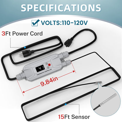 MAXKOSKO In Pipe Heating Cable, Internal Self-regulating Heat Trace Cable for Safe Drinking Water, 3W/ft @10℃/50℉