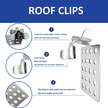 MAXKOSKO Roof Clips , for Secure Roof De-Icing Heating Cables, Non-Corrosive Aluminum, Pack of 20/40/60