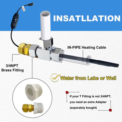 MAXKOSKO In Pipe Heating Cable, Internal Self-regulating Heat Trace Cable for Safe Drinking Water, 3W/ft