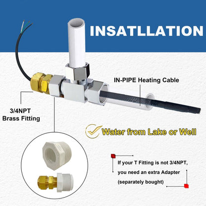 MAXKOSKO In Pipe Heating Cable, Internal Self-regulating Heat Trace Cable for Safe Drinking Water, 3W/ft