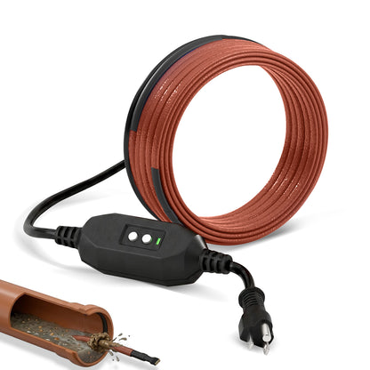 MAXKOSKO 120V In-Pipe Heating Cable for Water, Sewer & Drain Pipes, CSA Certified Self-Regulating Heat Trace with GFCI