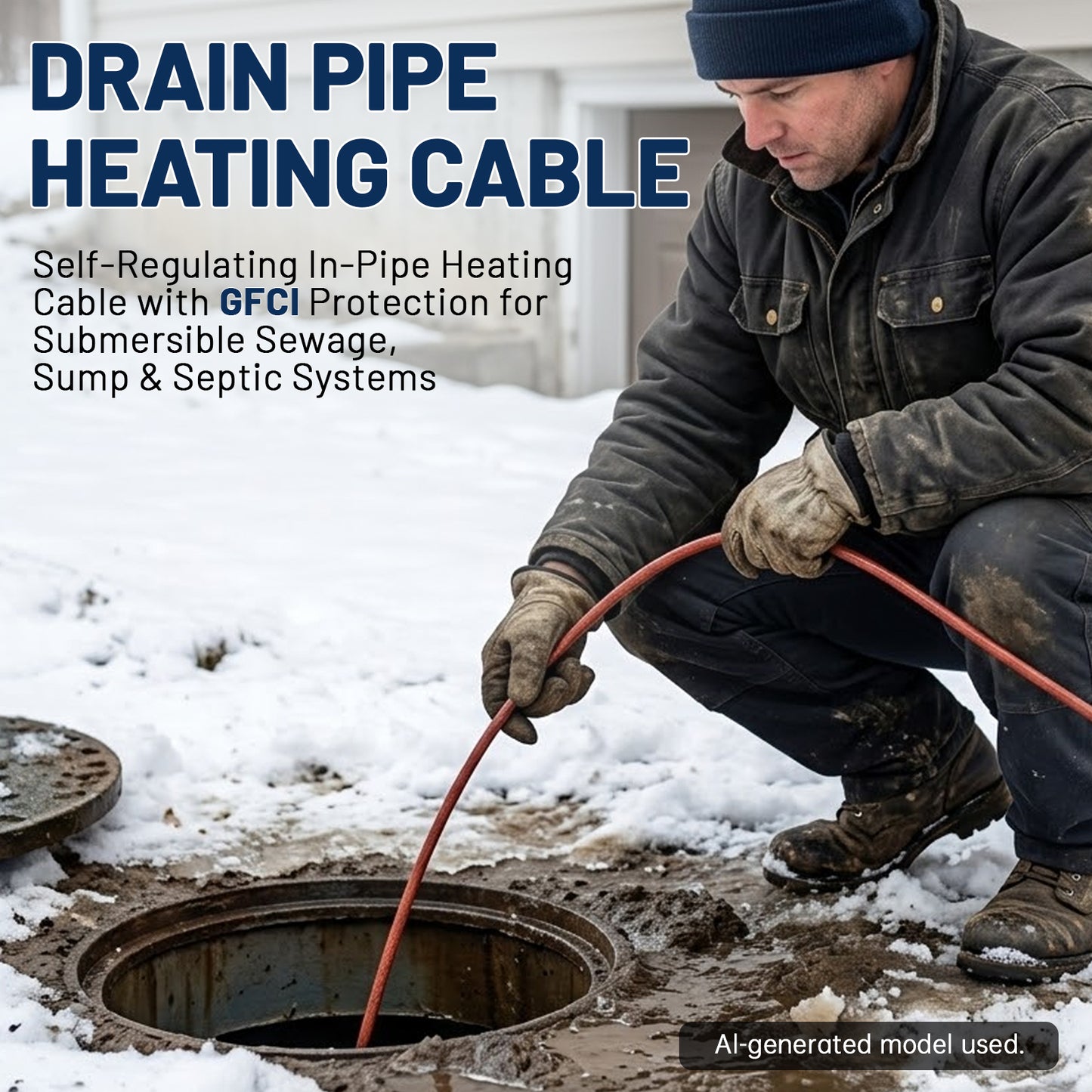 MAXKOSKO 120V In-Pipe Heating Cable for Water, Sewer & Drain Pipes, CSA Certified Self-Regulating Heat Trace with GFCI