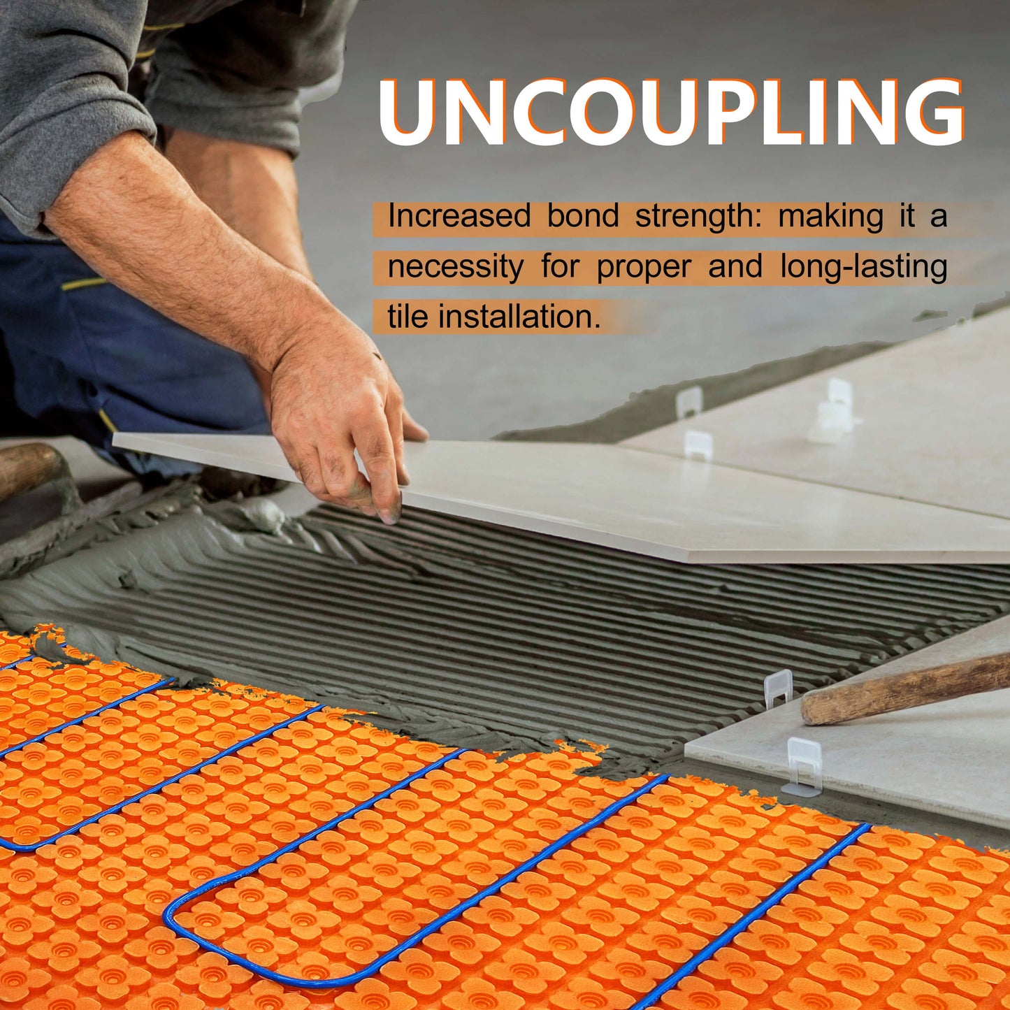 MAXKOSKO Uncoupling Membrane for Underfloor Heating Cable Installation, Waterproofing Underlayment and Crack Prevention