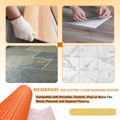 MAXKOSKO Uncoupling Membrane for Underfloor Heating Cable Installation, Waterproofing Underlayment and Crack Prevention